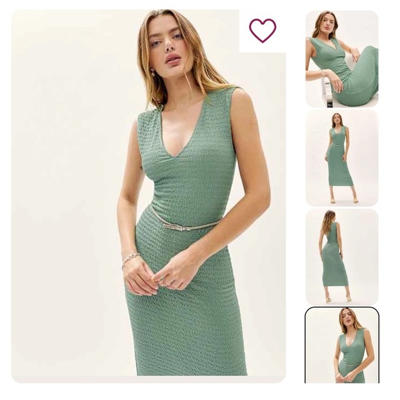 Reformation Palm Knit Dress in Teal - Picture 3 of 12